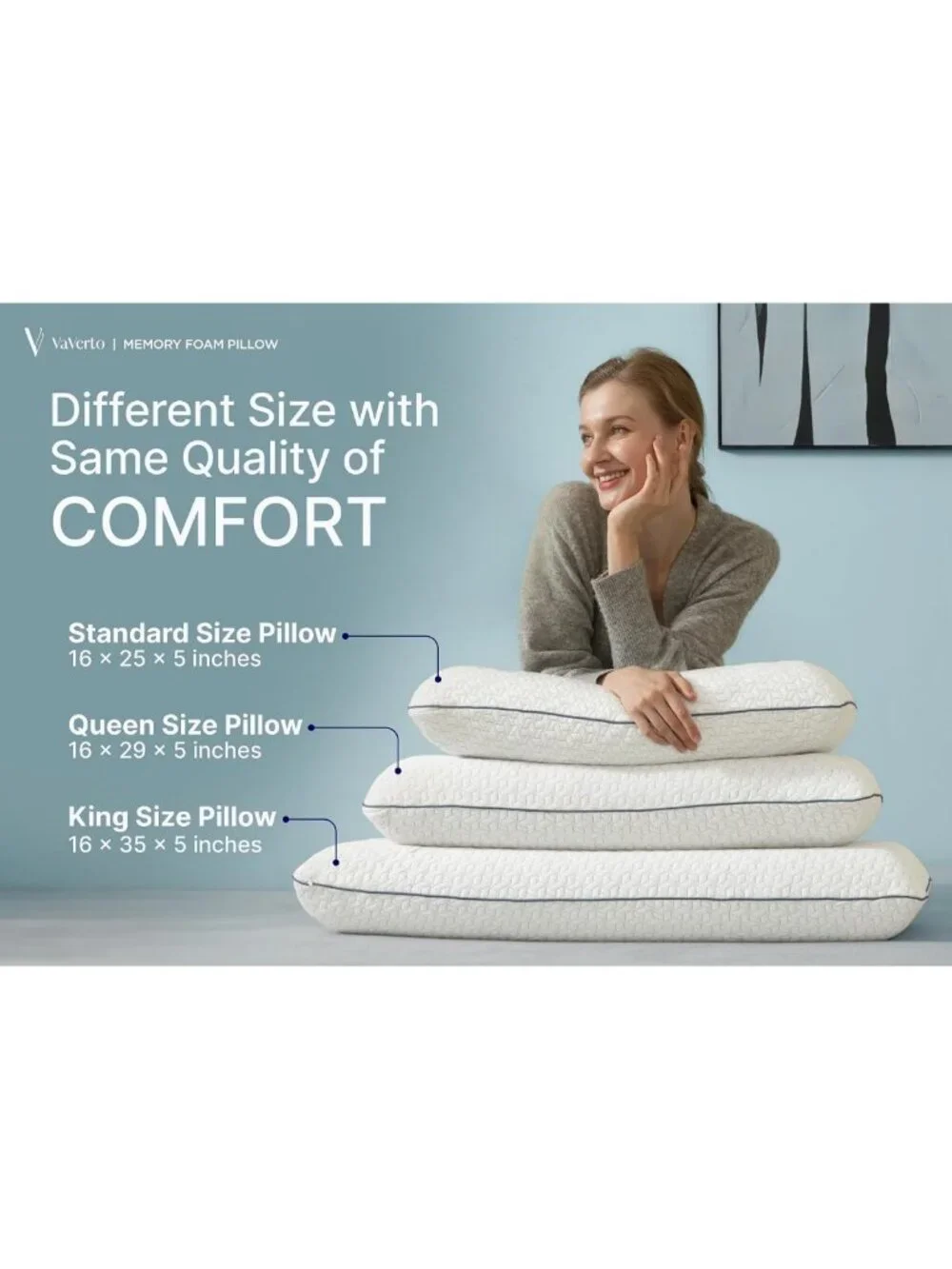 King Size Firm Memory Foam Pillows - 2-Pack for Ultimate Comfort & Support